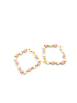 Mineli Halka Küpe - Pembe