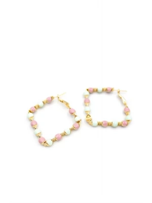 Mineli Halka Küpe - Pembe