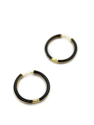 Mineli Halka Küpe - Siyah