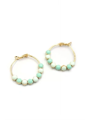 Mineli Halka Küpe - Turkuaz