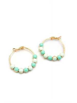 Mineli Halka Küpe - Turkuaz