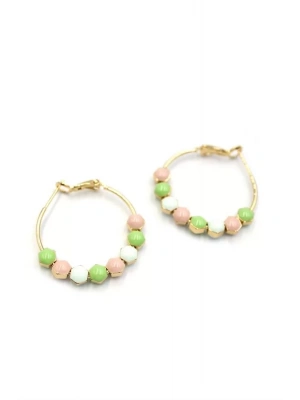 Mineli Halka Küpe - Yeşil