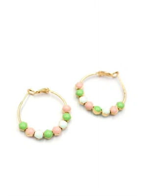 Mineli Halka Küpe - Yeşil