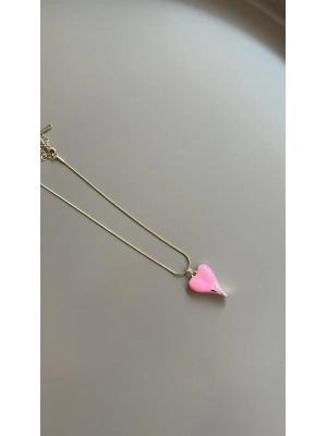 Mineli Kalp Kolye - Pembe