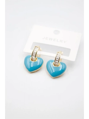 Mineli Kalp Küpe - Turkuaz