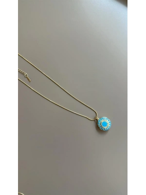 Mineli Kapaklı Kolye - Mavi