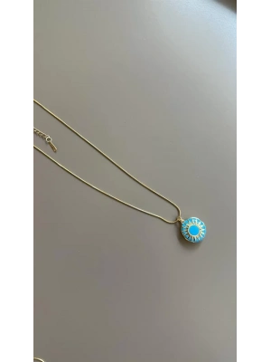 Mineli Kapaklı Kolye - Mavi