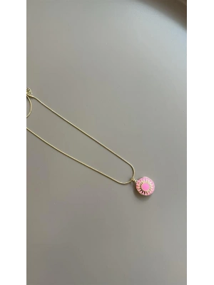 Mineli Kapaklı Kolye - Pembe