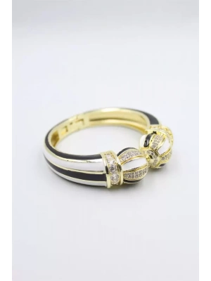 Mineli Kelepçe Bilezik - Siyah