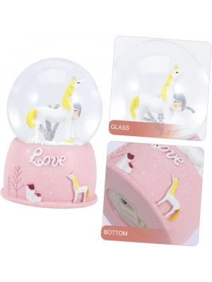 Mini Işıklı Sevimli Atlı Kız Kar Küresi