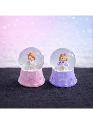 Mini Işıklı Sevimli Kız Kar Küresi