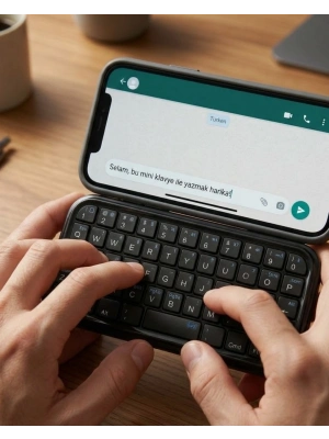 Mini Kablosuz Bluetooth Klavye USB Şarjlı Taşınabilir Klavye
