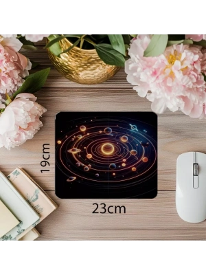 Minimal Güneş Sistemi Yerleşimli Mousepad - 19x23 cm 2 mm Dikdörtgen İthal Baskılı Mouse Pad
