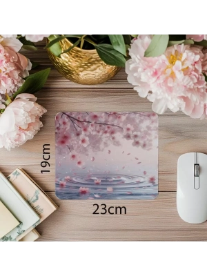 Minimal Japon Temalı Çiçek Mousepad - 19x23 cm 2 mm Dikdörtgen İthal Baskılı Mouse Pad