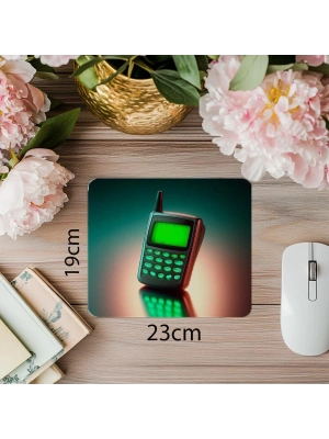Minimal & Retro Pager Temalı Mouse Pad - 19x23 cm 2 mm Dikdörtgen İthal Baskılı Mouse Pad