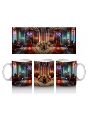 Minimal Tarzda Cadı Şapkası ve Mum Işığı Figürlü Cadılar Bayramı Baskılı Kupa