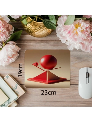 Minimalist Üçgen Platform Üzerinde Küre Mouse Pad - 19x23 cm 2 mm Dikdörtgen İthal Baskılı Mouse Pad