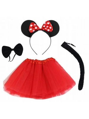 Minnie Mouse Kostüm Seti - Etek, Taç, Kuyruk, Papyon