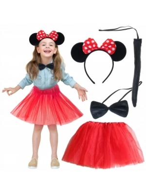 Minnie Mouse Kostüm Seti - Etek, Taç, Kuyruk, Papyon