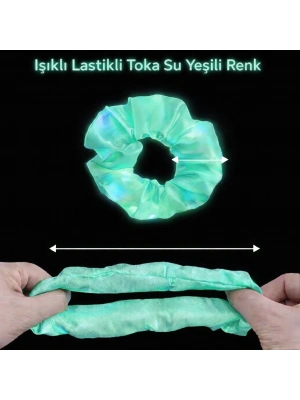 Mint Yeşili Renk Led Işıklı Lastikli Saç Tokası - 3 Modlu Festival & Parti Saç Tokası