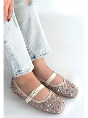 Moden Bej Süet Babet Ayakkabı