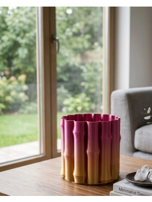 Modern 3D Baskı Mor Sarı Vazo Ev Ofis Dekorasyon Şık Tasarım