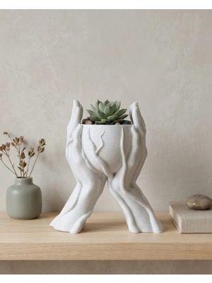 Modern Ev Dekoru İçin El Şeklinde 3D Baskı Dekoratif Saksı Vazo