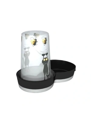 Moderna Kedi Desenli Kedi ve Küçük Irk Köpek için Plastik Su Kabı Lacivert 1.5 Lt