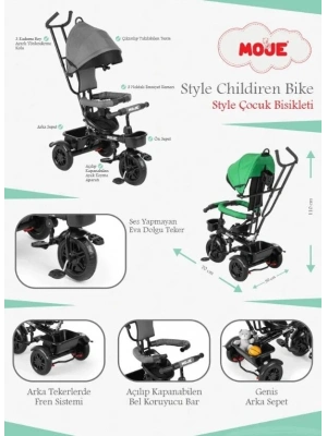 Moje Style 3 Tekerlekli Çocuk Bisikleti Yeşil