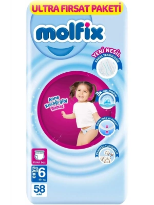 Molfix Külot Bez Ultra Fırsat Paketi 6 Beden 15+ Kg 58 Adet