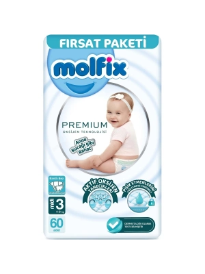 Molfix Premium Bebek Bezi Fırsat Paketi 3 Beden 4-9 Kg 60 Adet