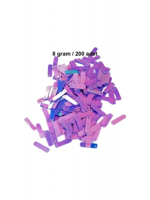 Mor 15 x 5 mm Dantel Oya Yazma Halhal Abiye Lazer Kesim Pul 200 adet / 8 gram