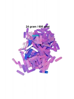 Mor 15 x 5 mm Dantel Oya Yazma Halhal Abiye Lazer Kesim Pul 600 adet / 24 gram