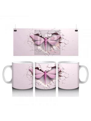 Mor Işıltılarla Süslenmiş Yusufçuk – Baskılı Kahve Kupası