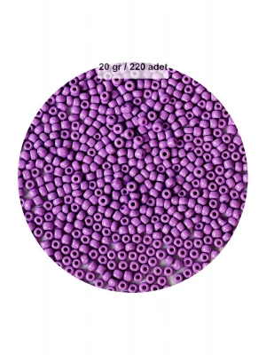 Mor Renk 4 mm Yaklaşık 220 adet/20 gram Cam Boncuk Oya Yazma Bileklik ve Kolye