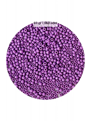 Mor Renk 4 mm Yaklaşık 660 adet / 60 gram Cam Boncuk Oya Yazma Bileklik ve Kolye