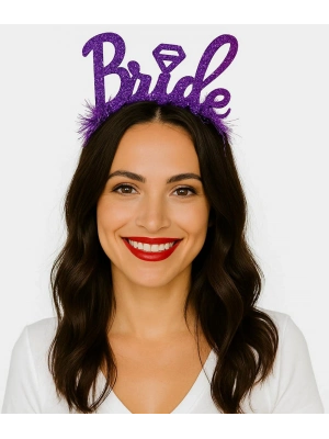 Mor Renk Bekarlığa Veda İtalik Yazı Alyanslı Bride Taç