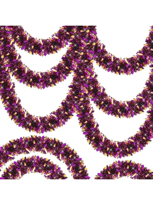 Mor Turuncu Renk 4 Cm Genişlik Garland Çift Renk Sim Süs 180 Cm
