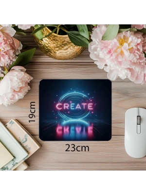 Motivasyon Sözlü Neon Mouse Pad – Create - 19x23 cm 2 mm Dikdörtgen İthal Baskılı Mouse Pad