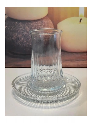 Müge 6lı Cam Çay Tabağı Çay Tabak Altlığı Royaleks-TG-2023