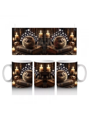 Mum Işığında Kafatası ve Kitaplarla Gotik Cadılar Bayramı Baskılı Kupa