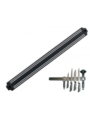Mutfak Duvarına Monte Mıknatıslı Geniş Bıçak Tutucu Stand - 55 Cm - Siyah - Paslanmaz Çelik
