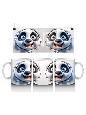 Mutlu İfade ile Bakan Panda Yüzleri – Baskılı Kahve Kupası