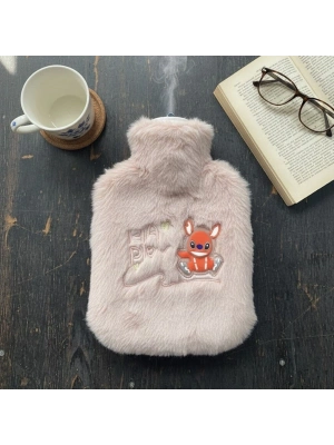 ® Mutlu Robot Hayvan Figürlü Pembe Peluş Sıcak Su Torbası 1 Lt – Yumuşak Kılıf, Uzun Süre Sıcak Tutan Termal Su Torbası