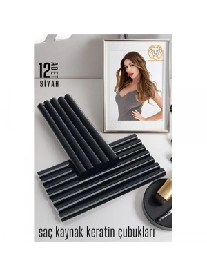 Professional Saç Kaynak Keratin Çubuğu, 12 Adet Siyah Güçlü Yapıştırıcı   Keratin Kaynak Çubukları 720351