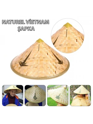 Naturel Renk Cambodia Kamboçyalı Vietnam Şapkası Pvc Hasır