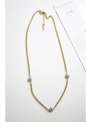 Nazar Boncuk Çelik Kolye - Altın