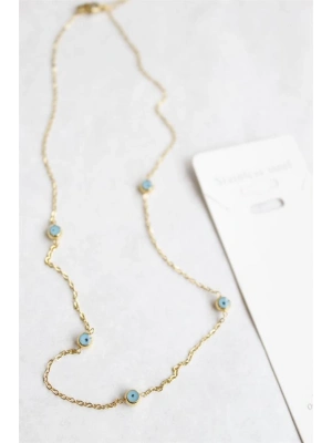 Nazar Boncuk Çelik Kolye - Altın