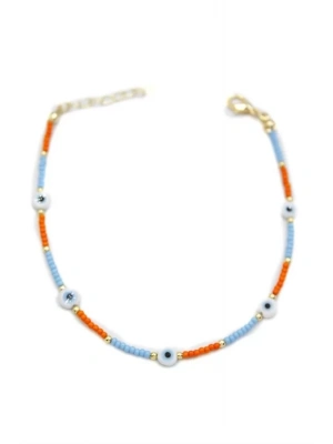 Nazar Boncuklu  Halhal - Beyaz