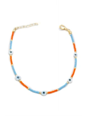 Nazar Boncuklu  Halhal - Beyaz